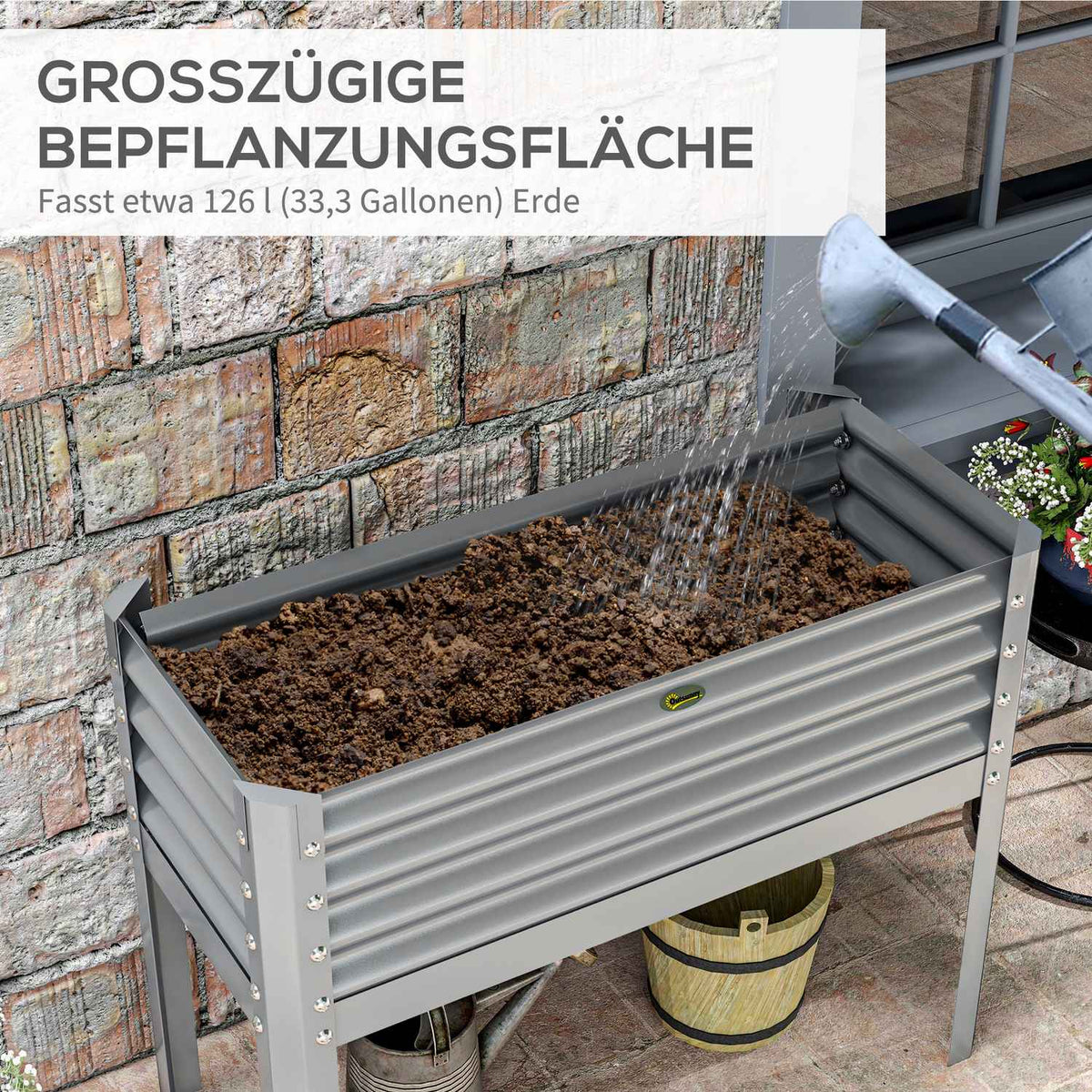 Raised Bed Raised Planter Steel Cold Frame Herb Bed Planter Box For Garden Balcony Gray 100 X 45 X 80 Cm