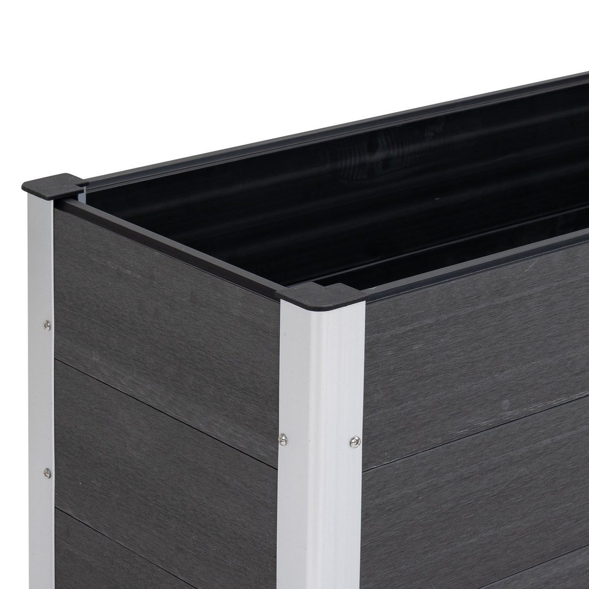 Raised Bed Weatherproof Plant Box Made Of Wpc + Aluminum, Without Base, Gray, 100X50X50Cm