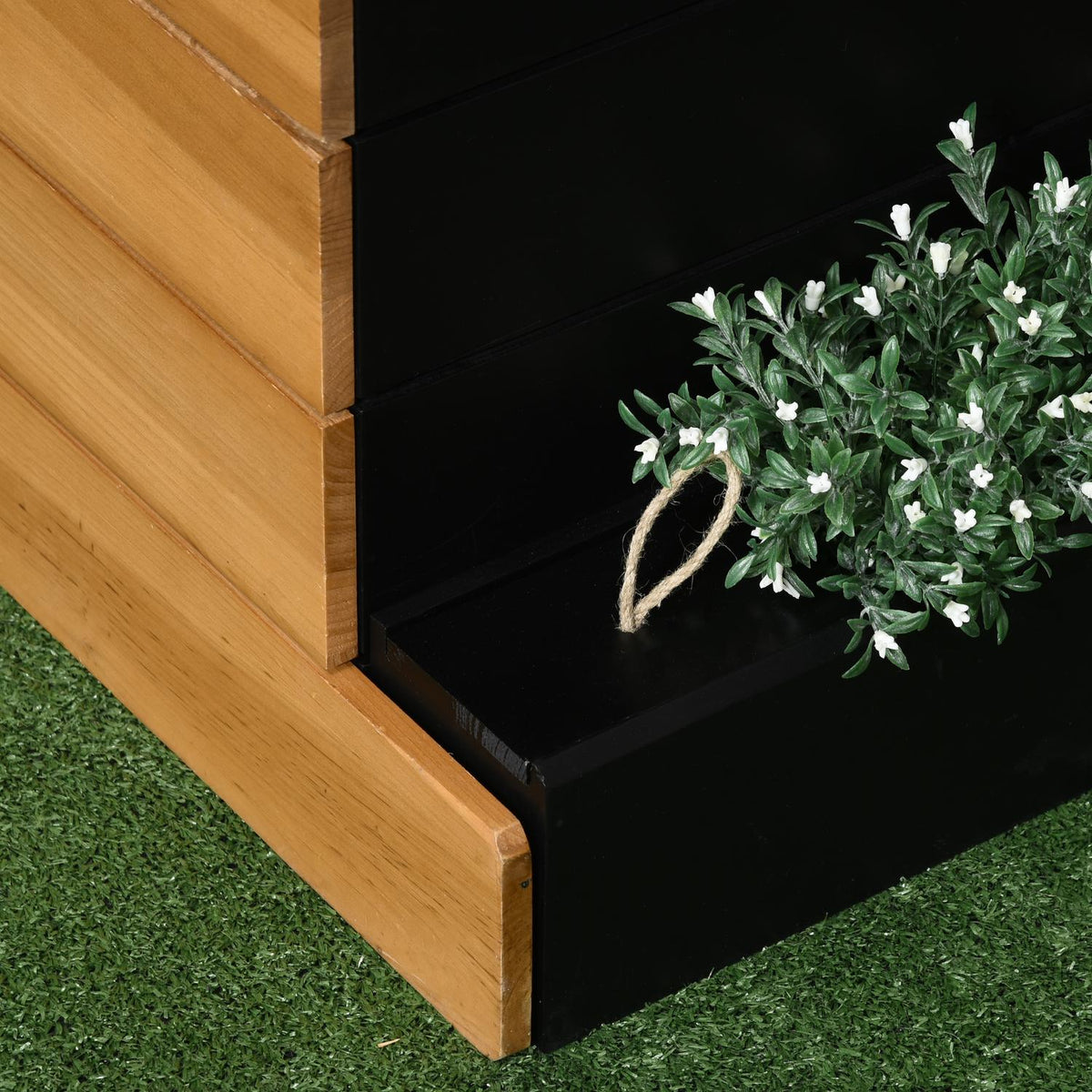 Raised Bed With 4 Plant Boxes, Flower Box With Self-Watering System, Fleece Lining For Garden, Wood, Brown, 79.5 X 49.5 X 80 Cm