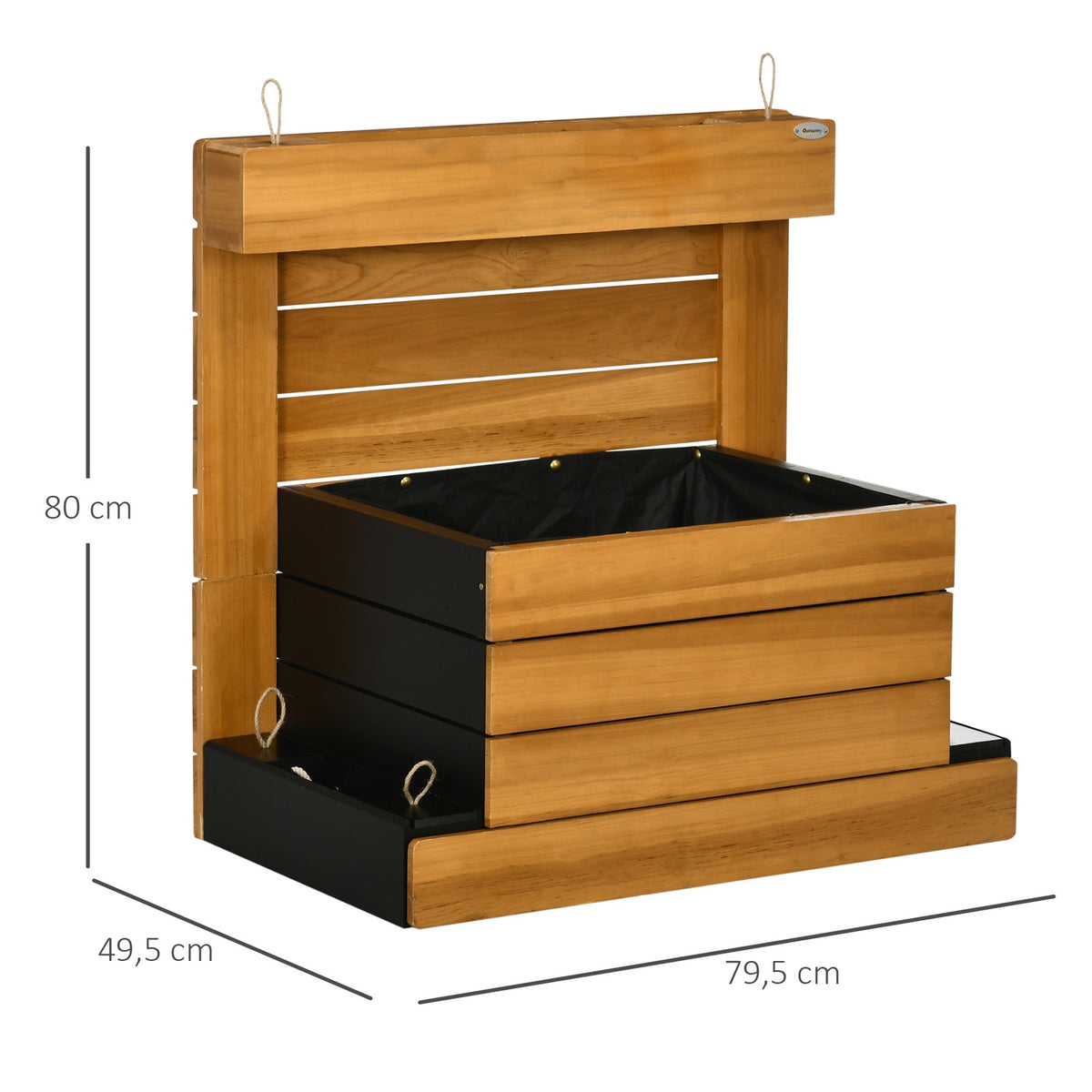 Raised Bed With 4 Plant Boxes, Flower Box With Self-Watering System, Fleece Lining For Garden, Wood, Brown, 79.5 X 49.5 X 80 Cm