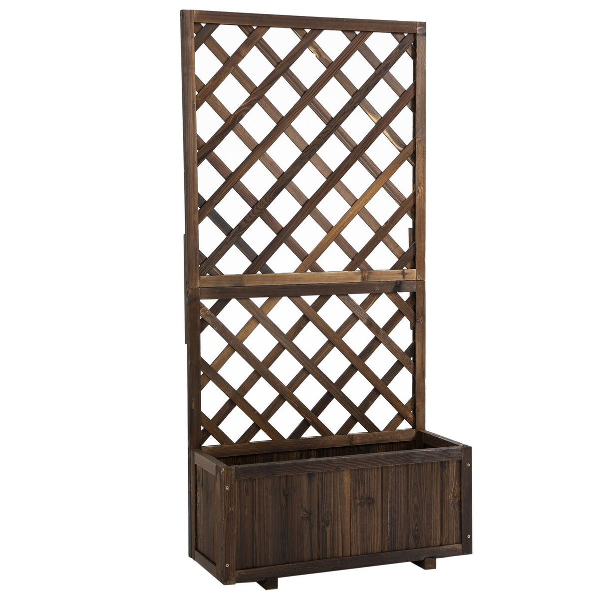 Raised Bed With Trellis Flower Box Made Of Wood, 72.5X31.5X149.5Cm, For Climbing Plants & Roses