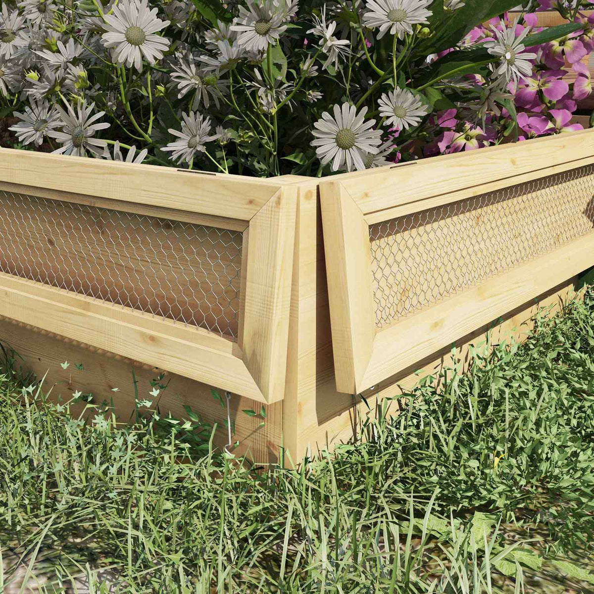 Raised Bed With Trellis, Herb Bed, Wooden Planter, Flower Box For Garden, Balcony, Natural Wood, 183 X 98.5 X 95 Cm