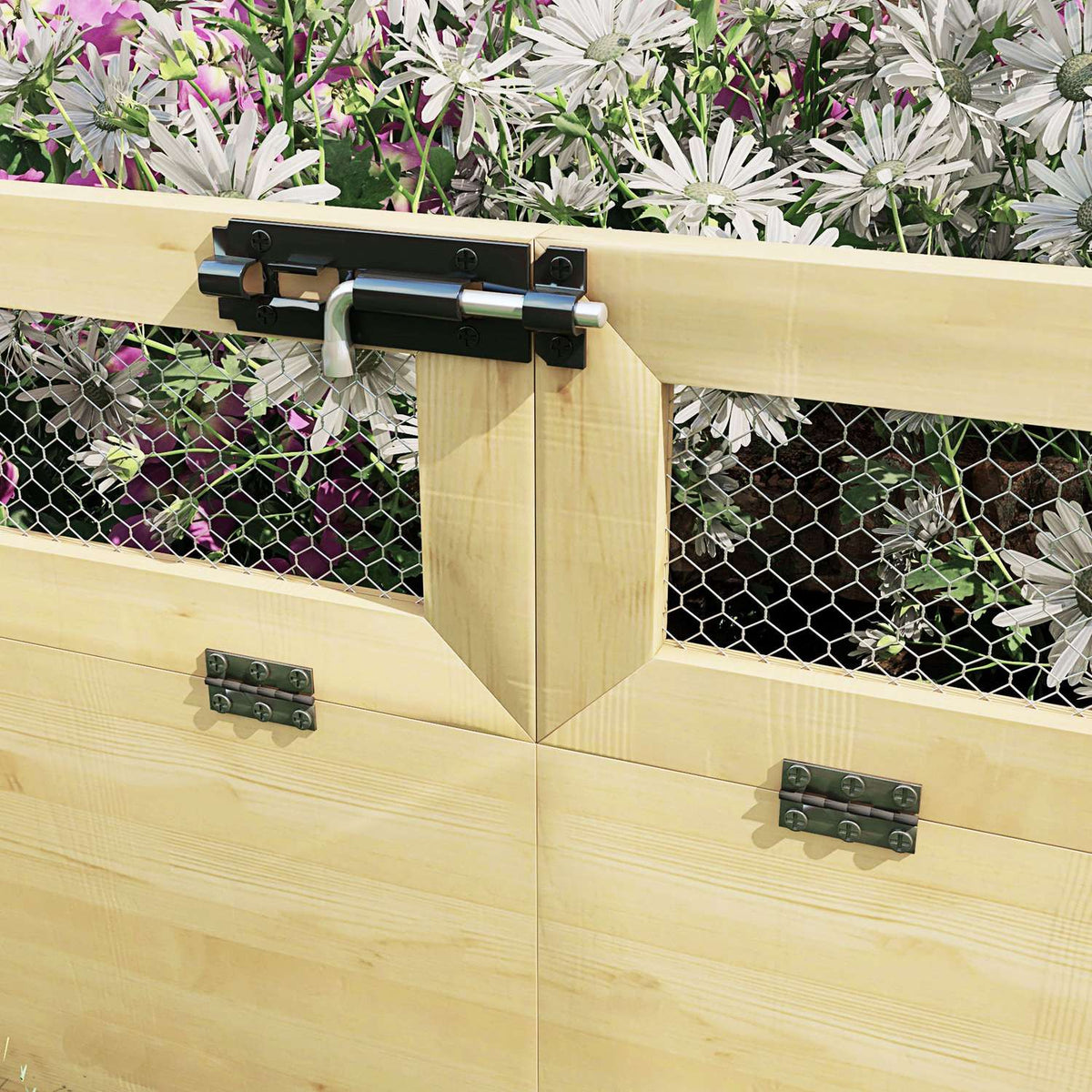 Raised Bed With Trellis, Herb Bed, Wooden Planter, Flower Box For Garden, Balcony, Natural Wood, 183 X 98.5 X 95 Cm