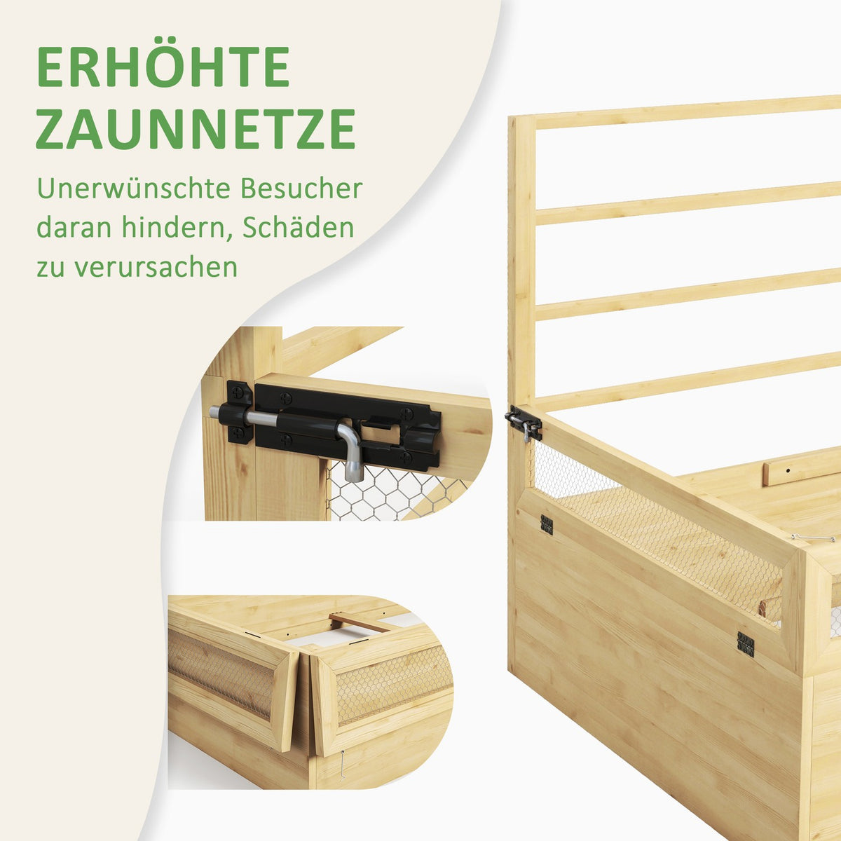 Raised Bed With Trellis, Herb Bed, Wooden Planter, Flower Box For Garden, Balcony, Natural Wood, 183 X 98.5 X 95 Cm