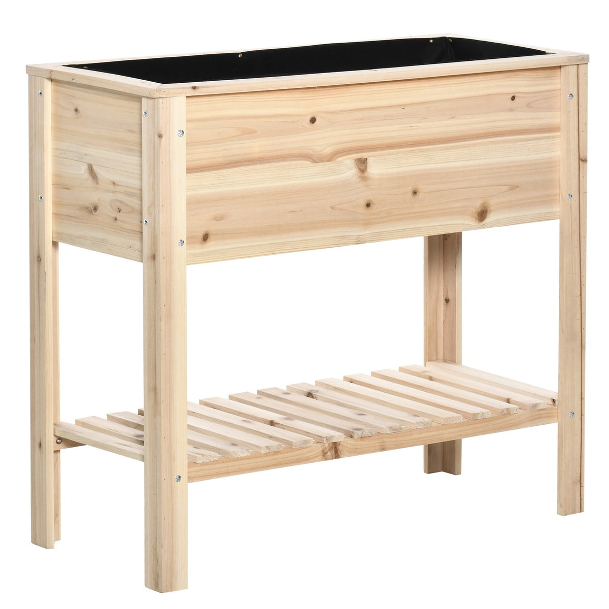 Raised Bed Wooden Plant Box With Irrigation System Flower Box Flower Pot Herb Bed Natural 90 X 40 X 81 Cm