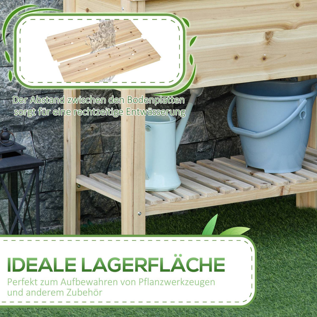 Raised Bed Wooden Plant Box With Irrigation System Flower Box Flower Pot Herb Bed Natural 90 X 40 X 81 Cm