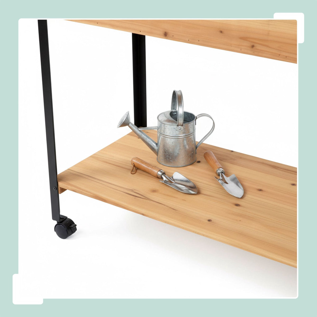 Raised Bed with Trellis and Shelf – Pine and Steel