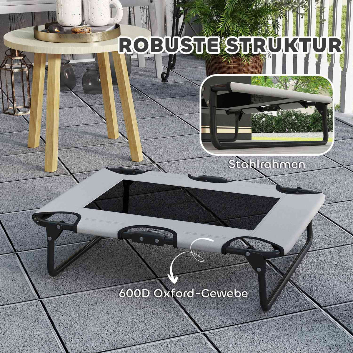 Raised Dog Bed Foldable Pet Bed Outdoor Dog Lounger with Mesh Design Breathable for Small and Medium Dogs Light Gray Oxford 75 x 51 x 18 cm |