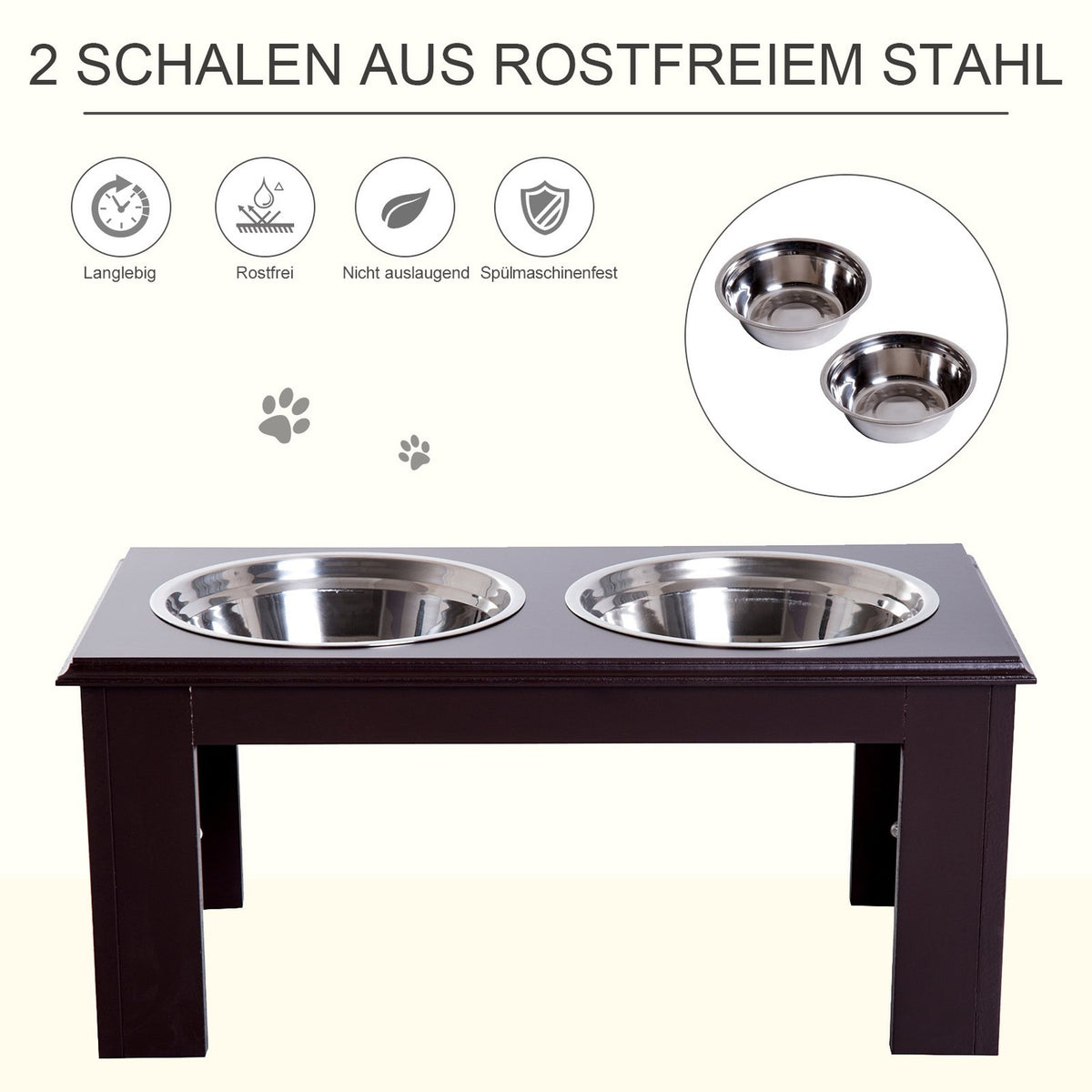 Raised Dog Bowl Food Bowl Stainless Steel Bowls Pet Food Bowl Mdf Coffee 23" X 12" X 10"