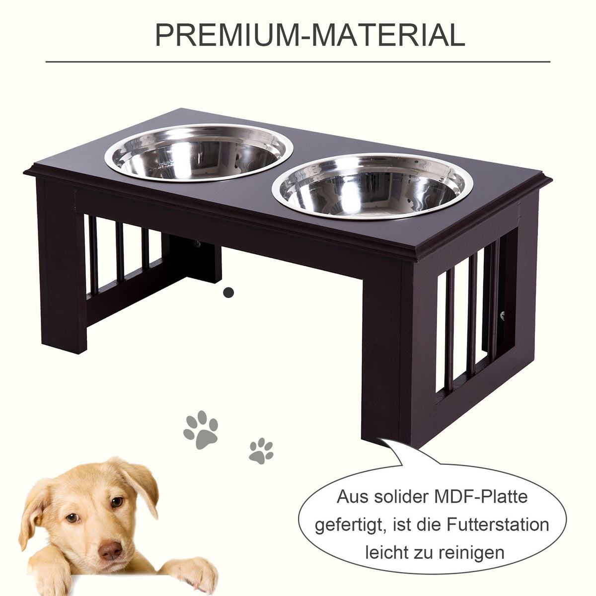 Raised Dog Bowl Food Bowl Stainless Steel Bowls Pet Food Bowl Mdf Coffee 23" X 12" X 10"
