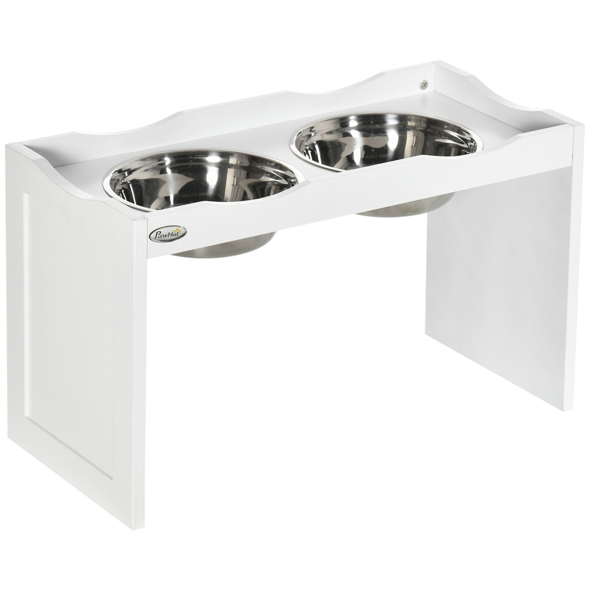 Raised Dog Bowl, Food Bowl With Raised Rim, 2 X 2L Removable Stainless Steel Dog Bowl, Feeding Bowl For Very Large Dogs, White
