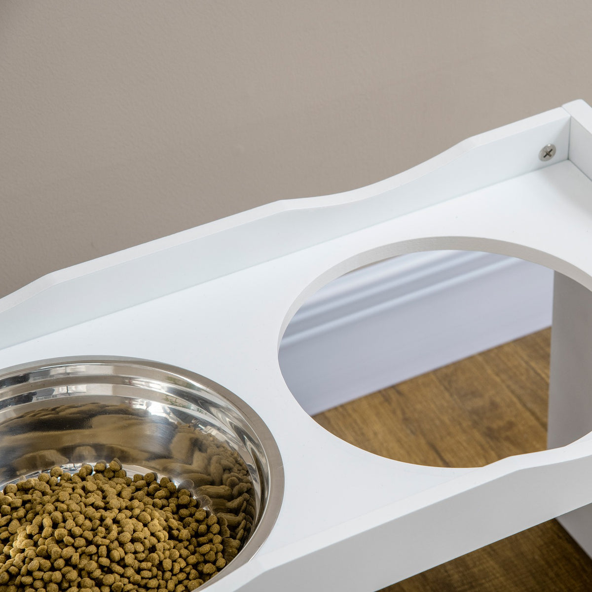 Raised Dog Bowl, Food Bowl With Raised Rim, 2 X 2L Removable Stainless Steel Dog Bowl, Feeding Bowl For Very Large Dogs, White