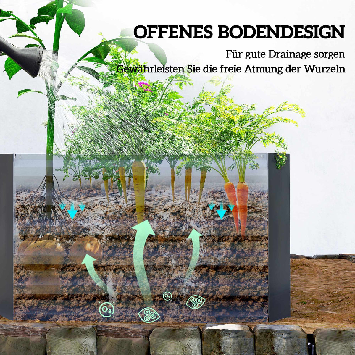 Raised Garden Bed, 180x90x57.5 cm, Galvanized Steel