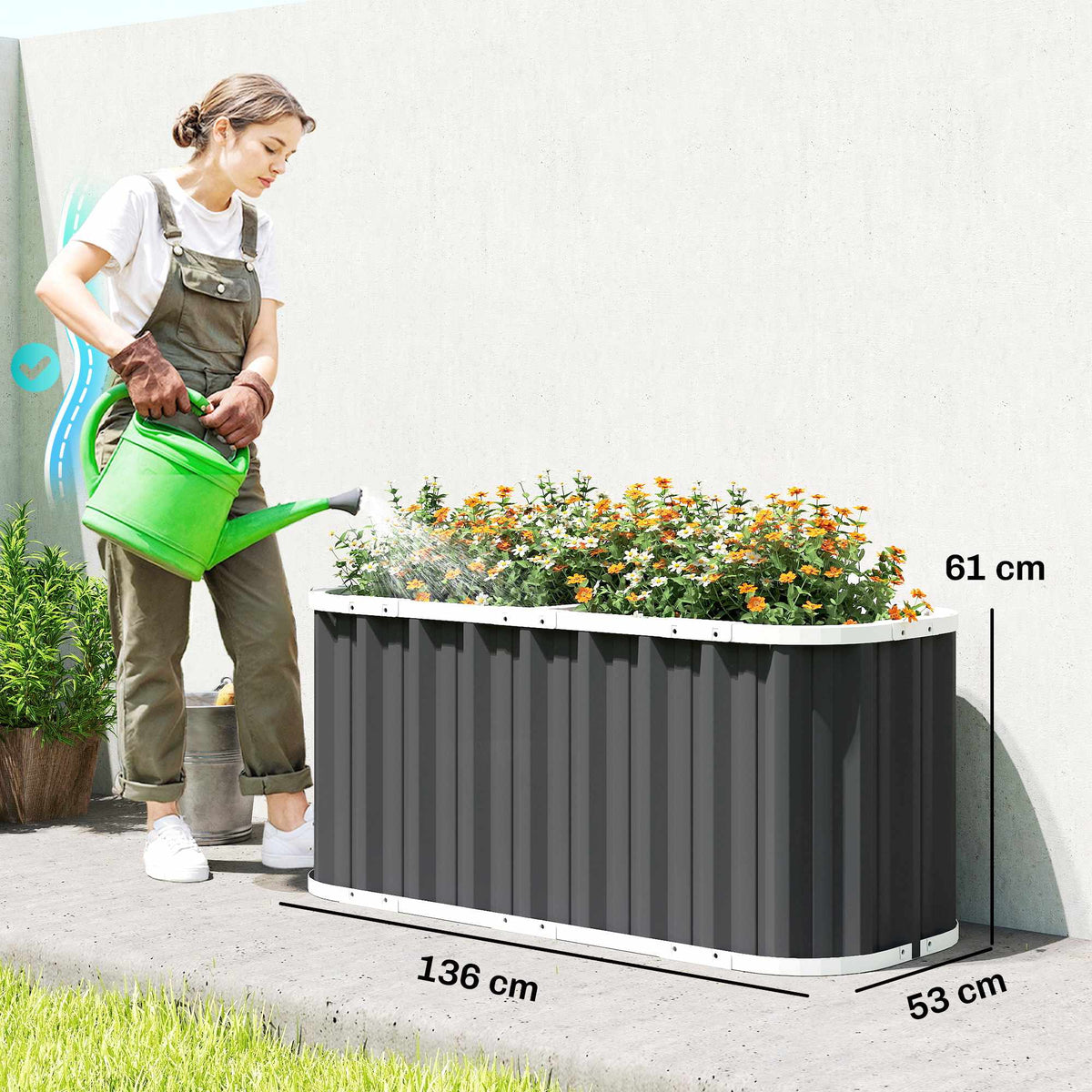 Raised Garden Bed, 61 cm Deep, Galvanized Steel