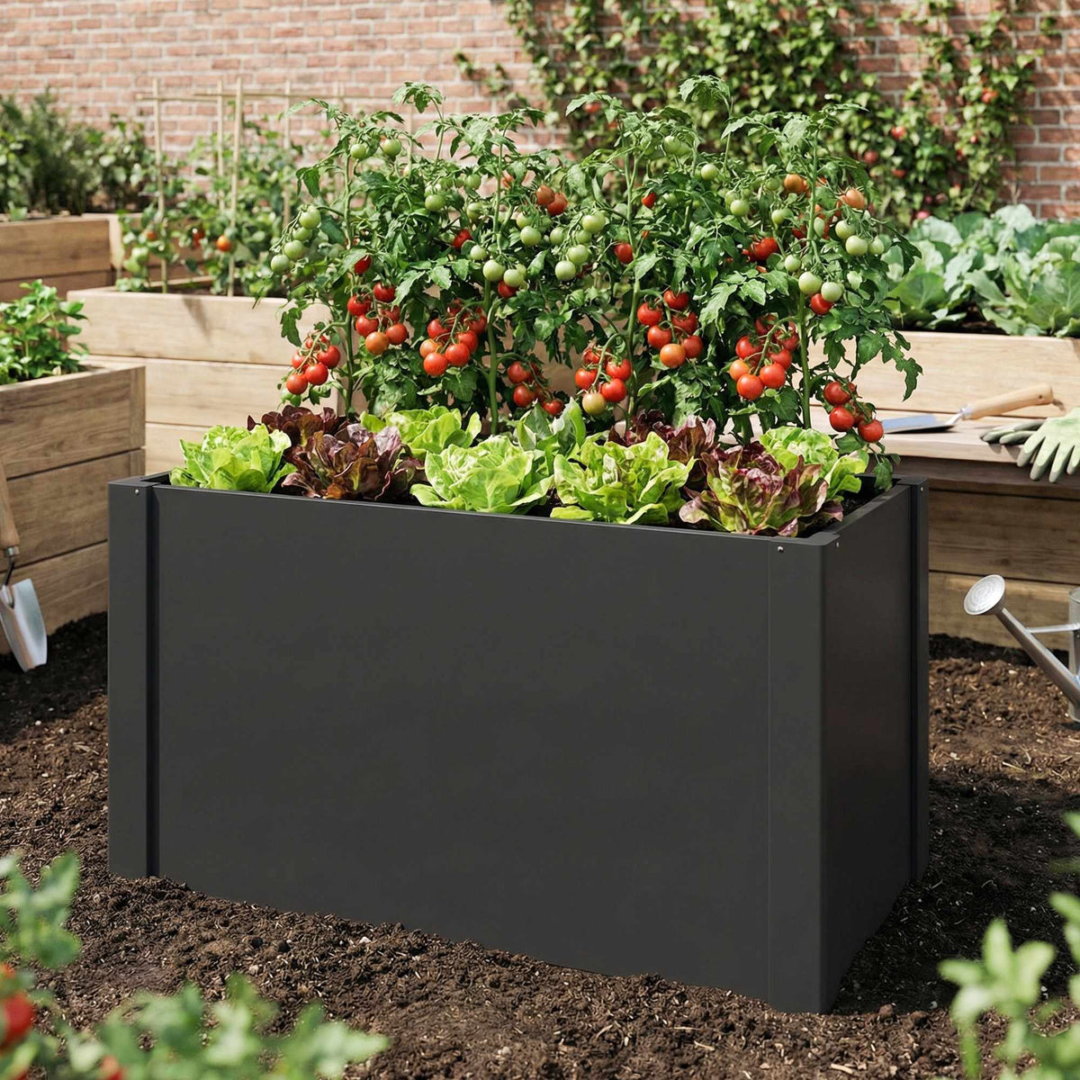 Raised Garden Bed, Open Base, Galvanized Steel, 102x52x55 cm