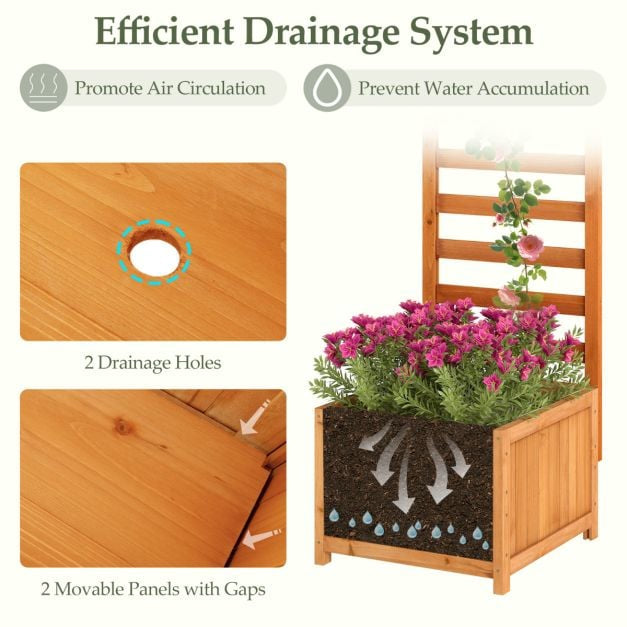 Raised Garden Bed Planter With Trellis, Spruce Wood