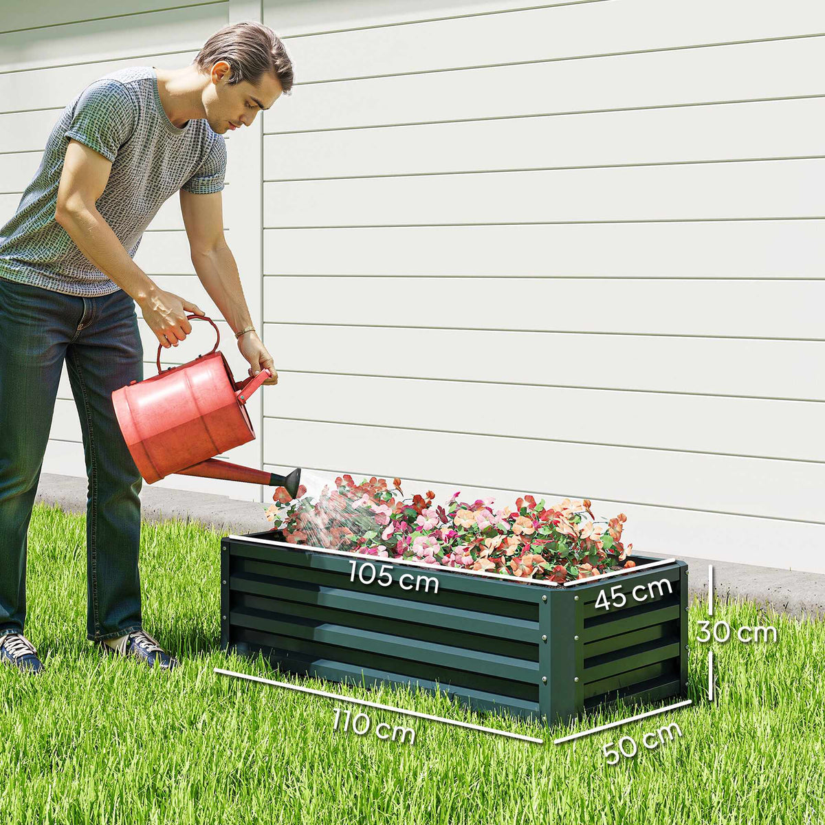 Raised Garden Bed Set, Metal, Open Bottom, 110x50x30cm