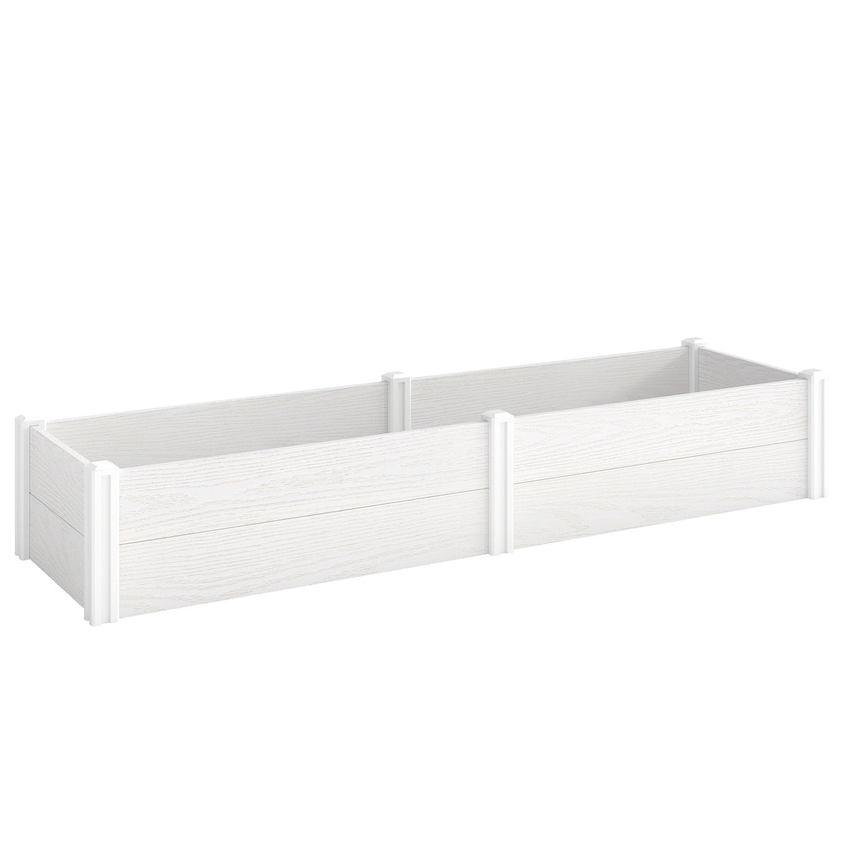 Raised Garden Bed, White Vinyl, 197 x 54 x 33 cm, Easy DIY Assembly