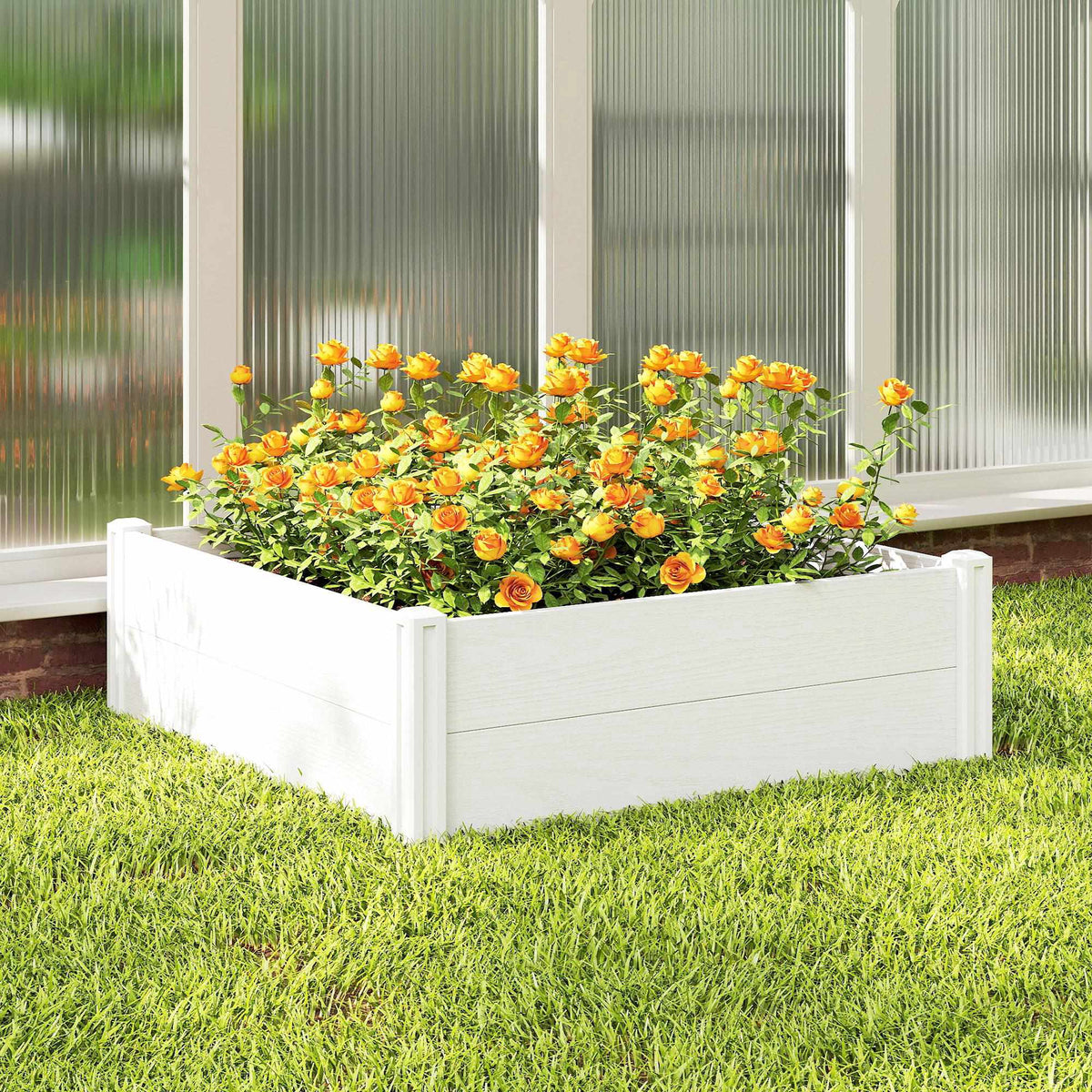 Raised Garden Bed, White Vinyl, 197 x 54 x 33 cm, Easy DIY Assembly