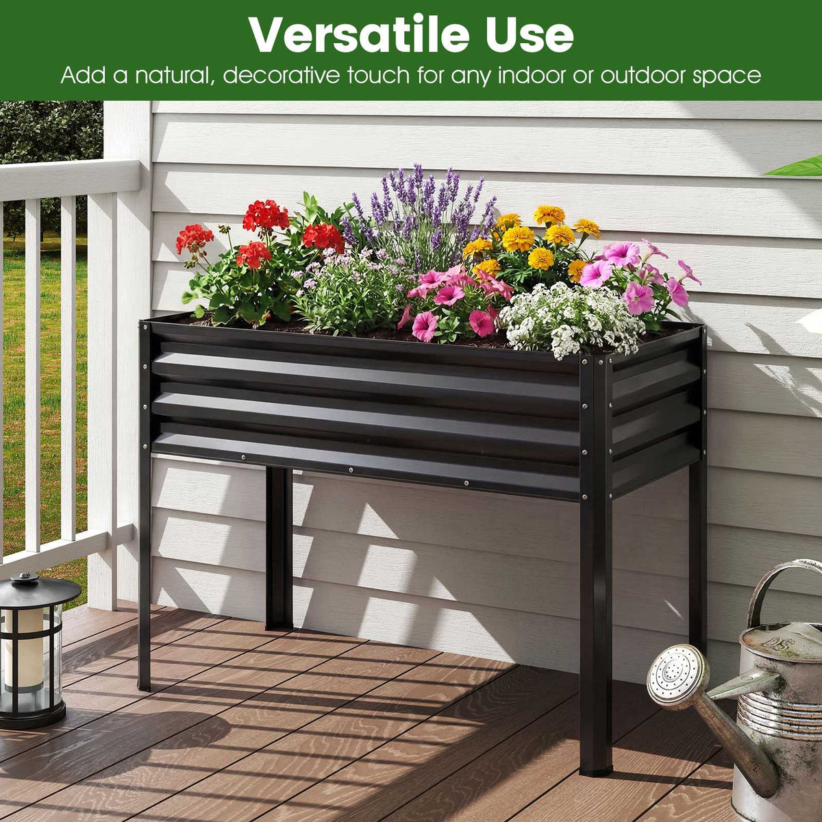 Raised Garden Bed With Legs, Metal Elevated Planter, Black