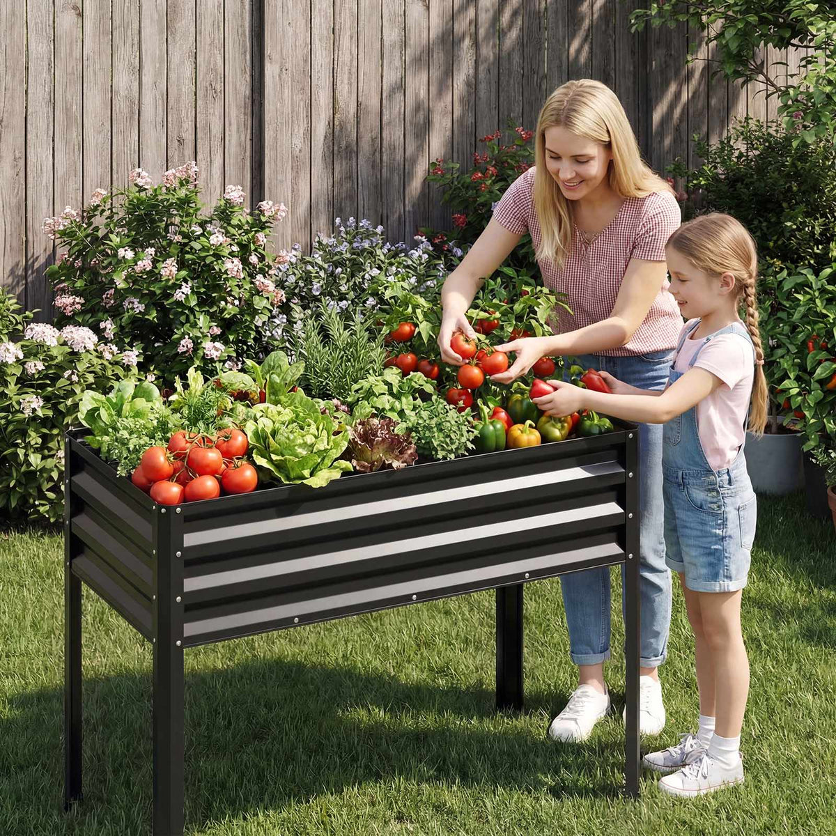 Raised Garden Bed With Legs, Metal Elevated Planter, Black