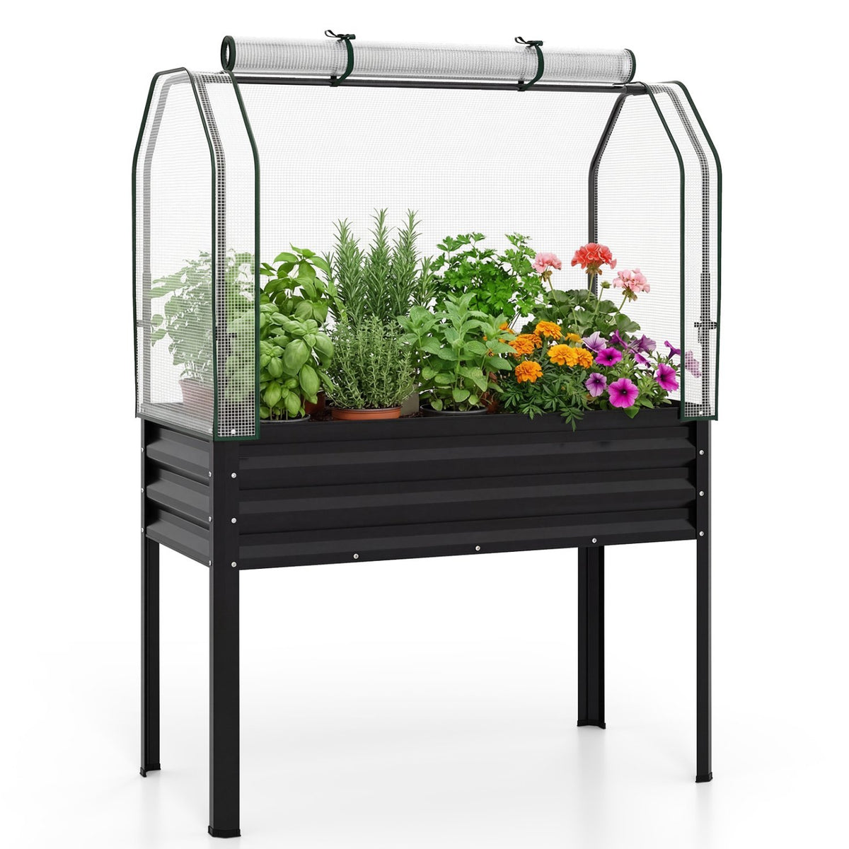 Raised Garden Bed With Legs and Greenhouse Cover, 44x22