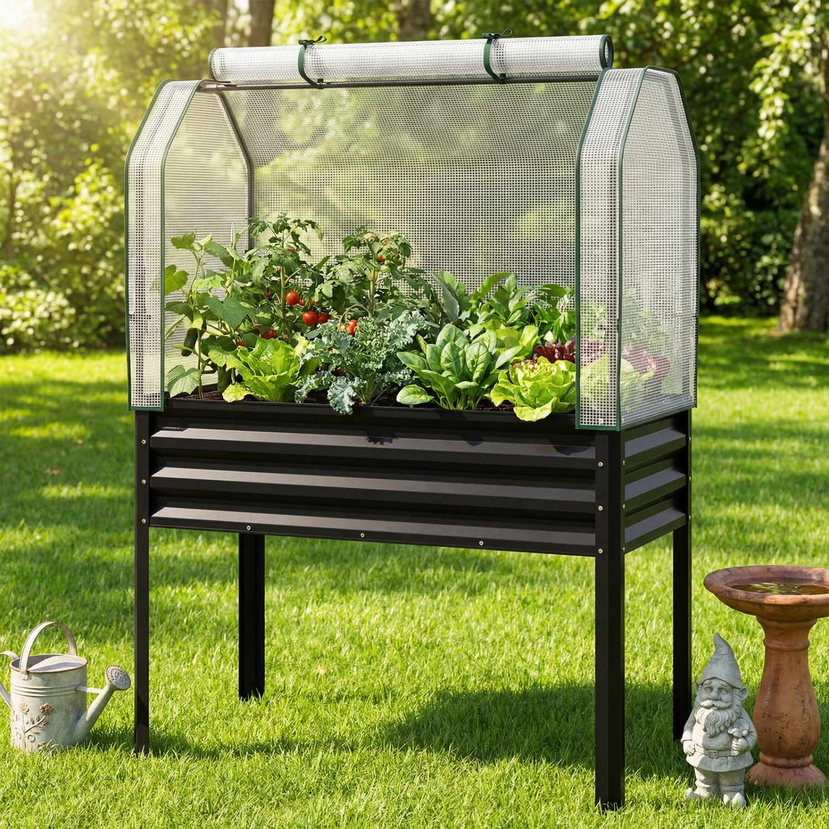 Raised Garden Bed With Legs and Greenhouse Cover, 44x22