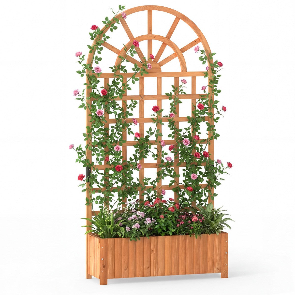 Raised Garden Bed With Trellis, 71 Inch Fir Wood