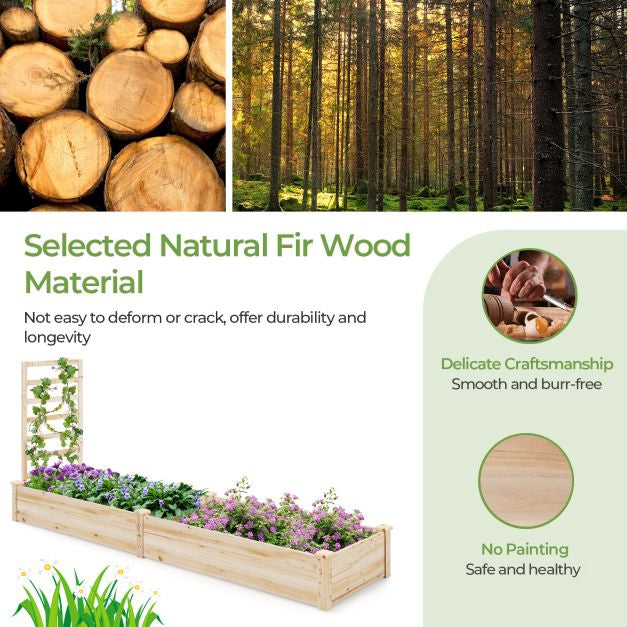 Raised Garden Bed With Trellis, Fir Wood, 235x63x102cm