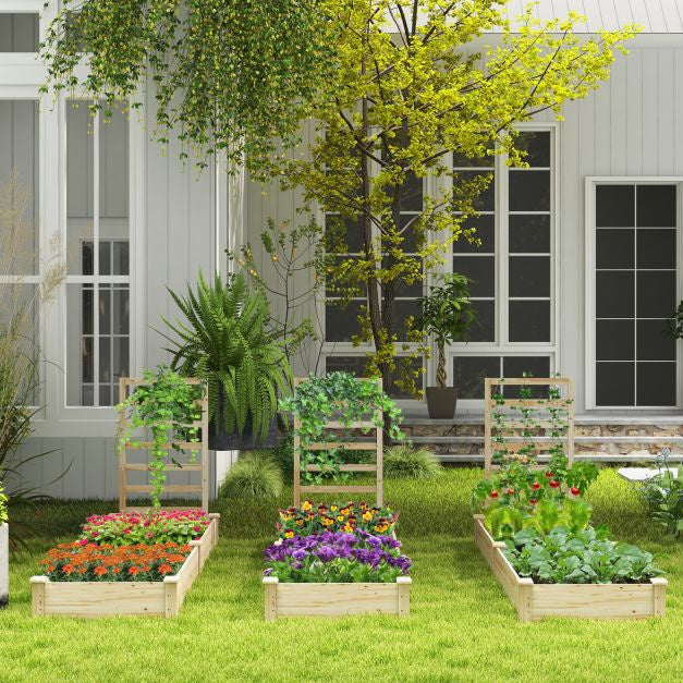 Raised Garden Bed With Trellis, Fir Wood, 235x63x102cm