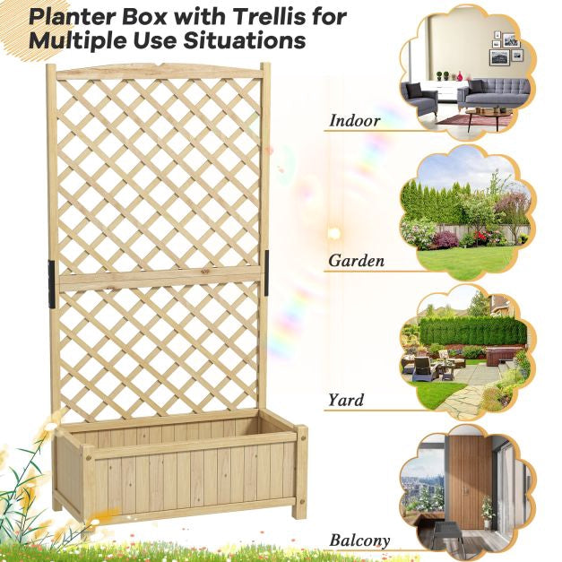 Raised Garden Bed With Trellis, Fir Wood, 90x44.5x180cm