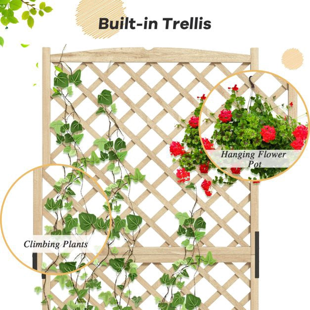 Raised Garden Bed With Trellis, Fir Wood, 90x44.5x180cm