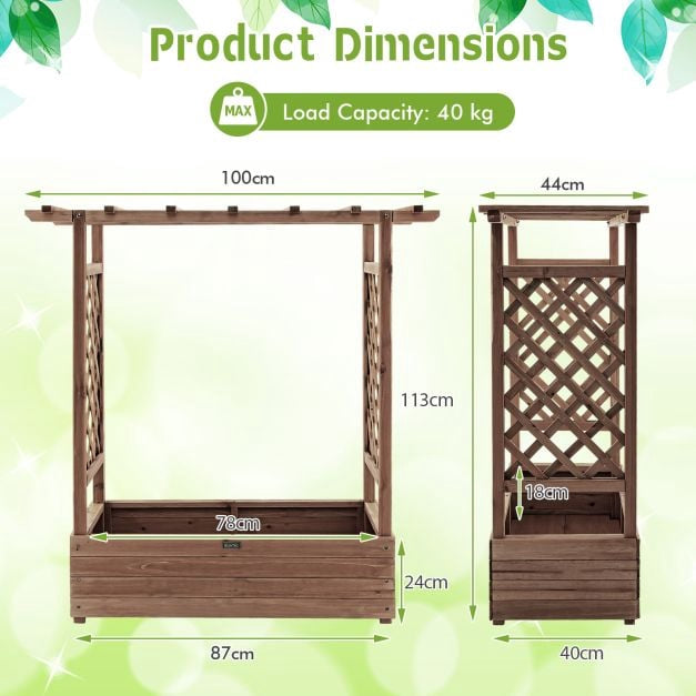 Raised Garden Bed With Trellis and Hanging Roof, Fir Wood