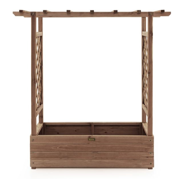 Raised Garden Bed With Trellis and Hanging Roof, Fir Wood