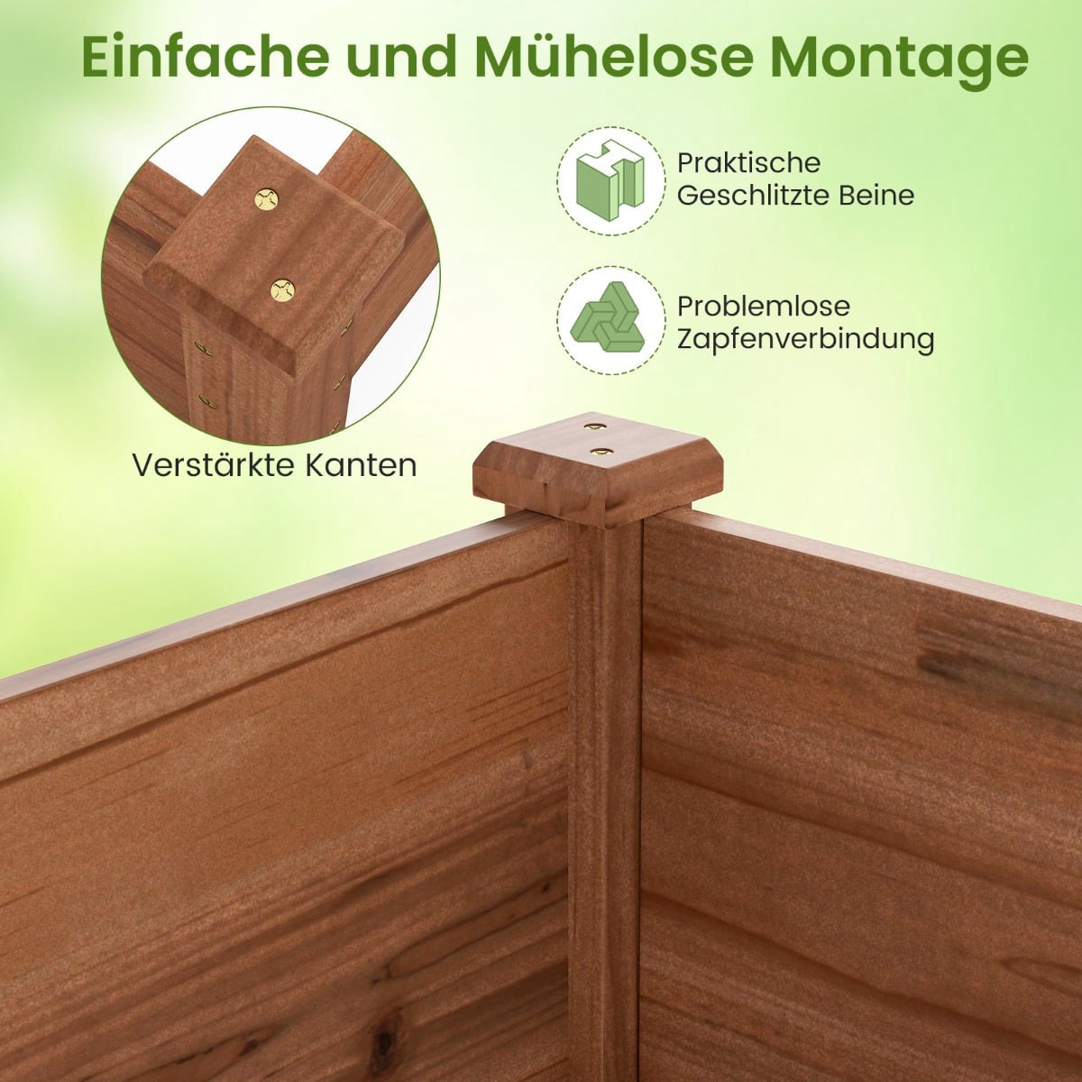 Raised Garden Bed, Wood, 240x60x25 cm, Open Bottom