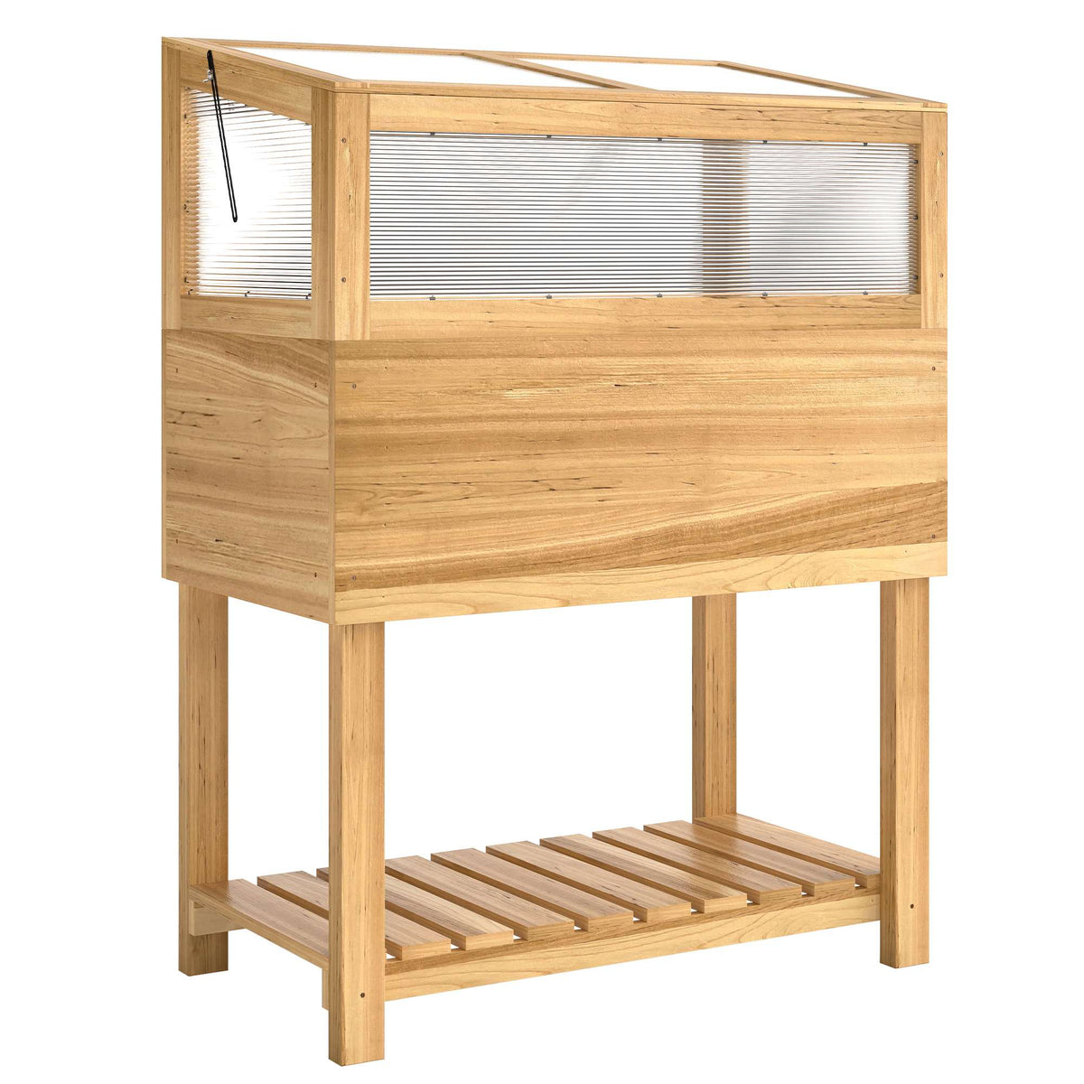 Raised Garden Bed with Cold Frame, Wood, 75L Capacity