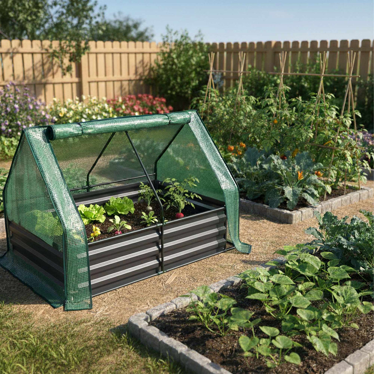 Raised Garden Bed with Greenhouse Cover