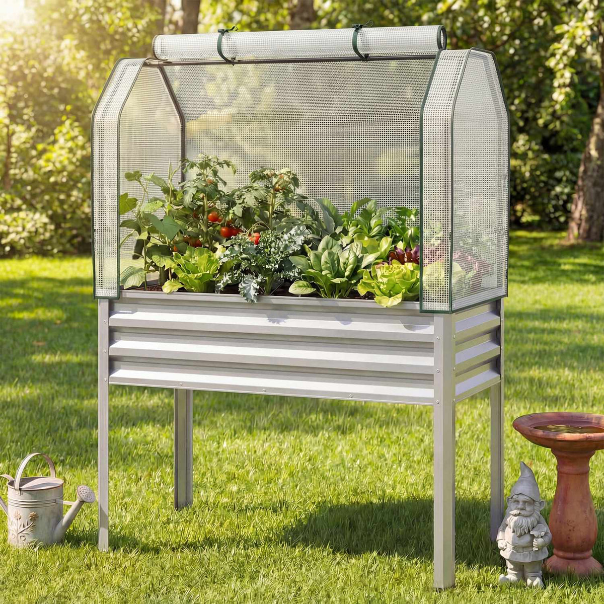 Raised Garden Bed with Legs and Greenhouse Cover, 44x22