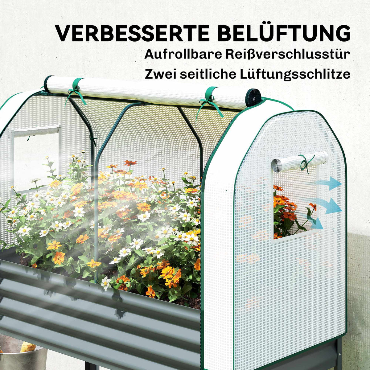 Raised Garden Bed with PE Greenhouse Cover, 120x55x140 cm