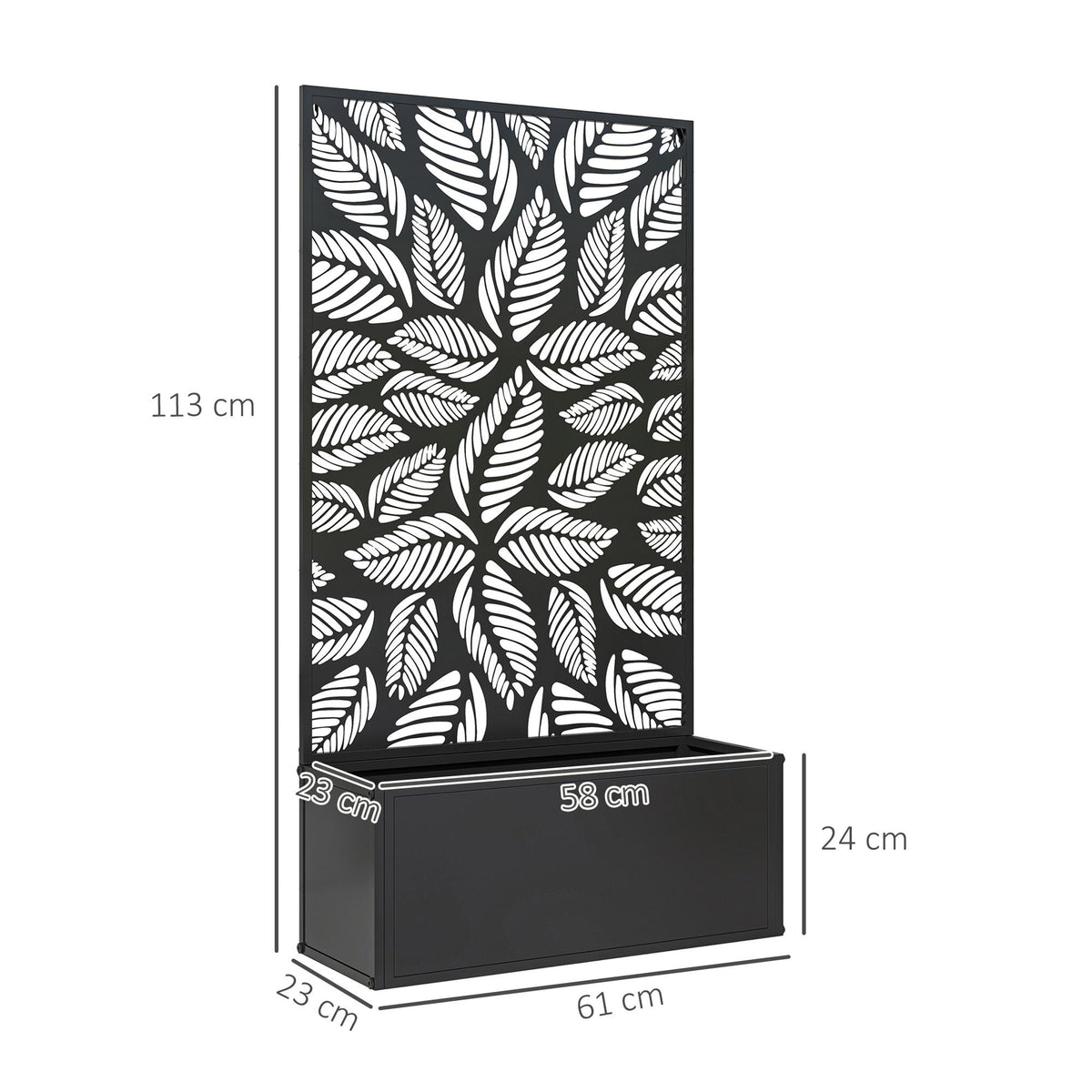 Raised Garden Bed with Privacy Panel, Metal, Black, 8 Gallon Capacity