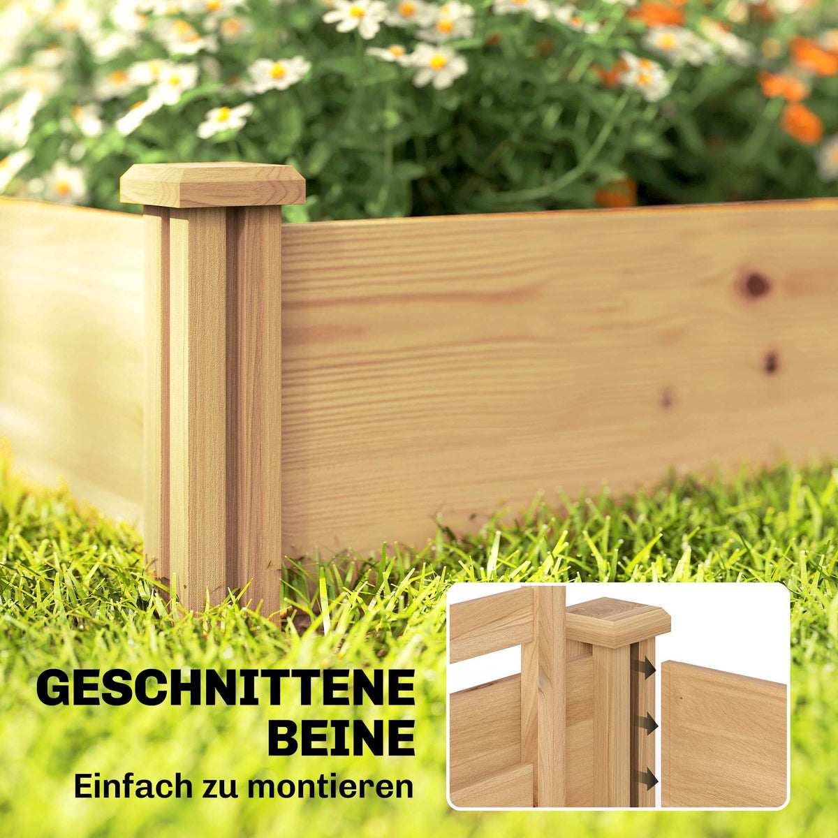 Raised Garden Bed with Trellis, Natural Wood, 240x125x102 cm
