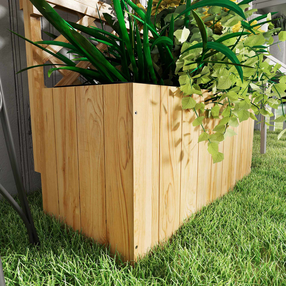 Raised Garden Bed with Trellis, Shelves, Drainage, 76x33x177 cm