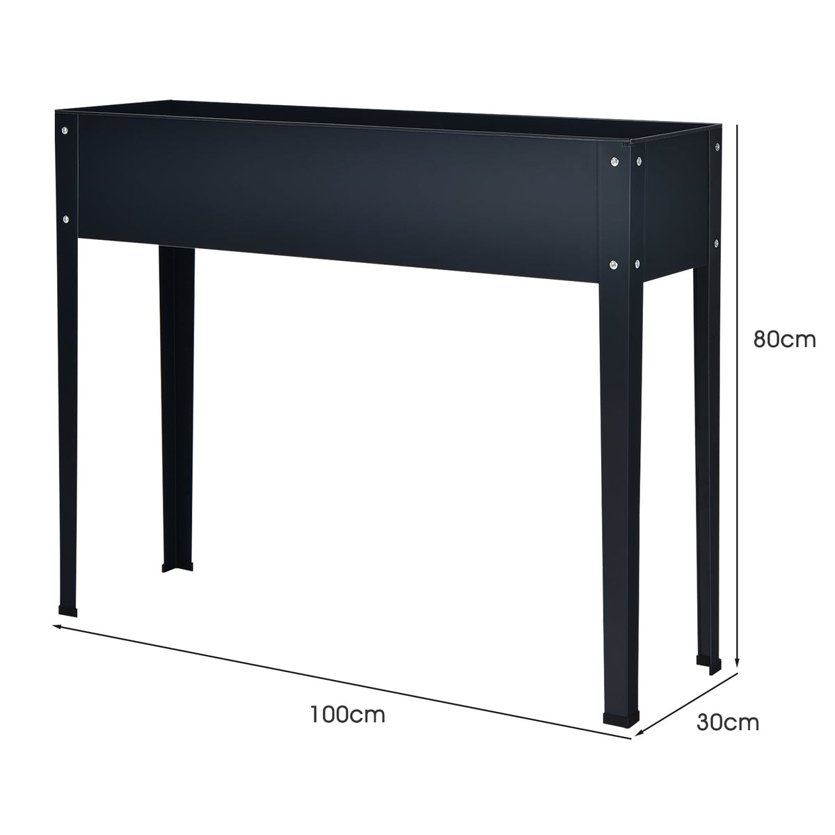 Raised Metal Planter Box with Drainage Holes, Grey