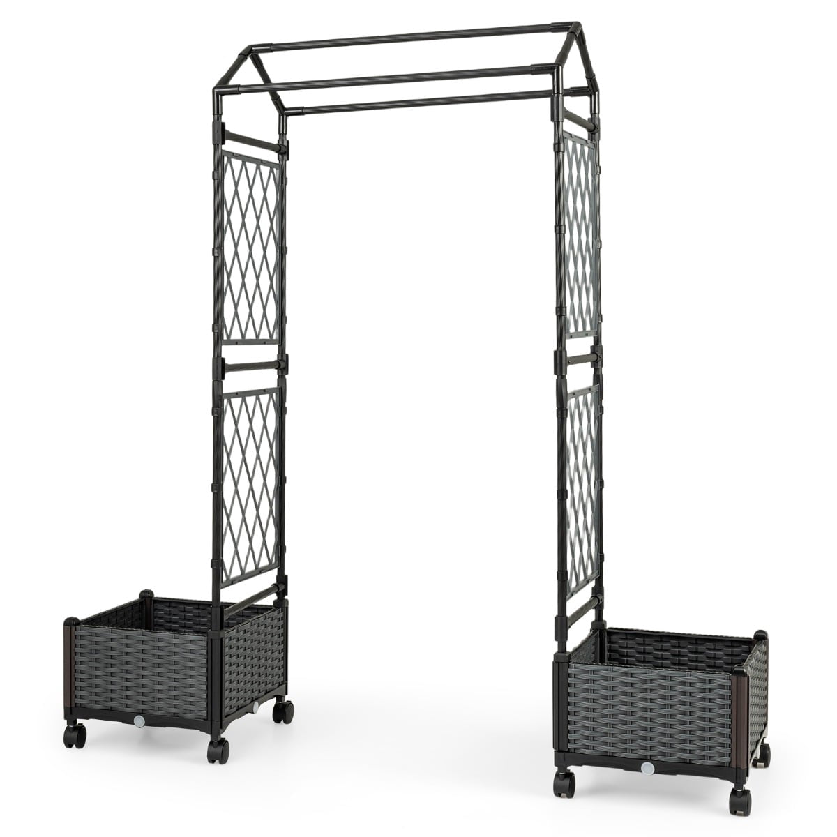 Raised Planter with Trellis & Self-Watering System, Grey