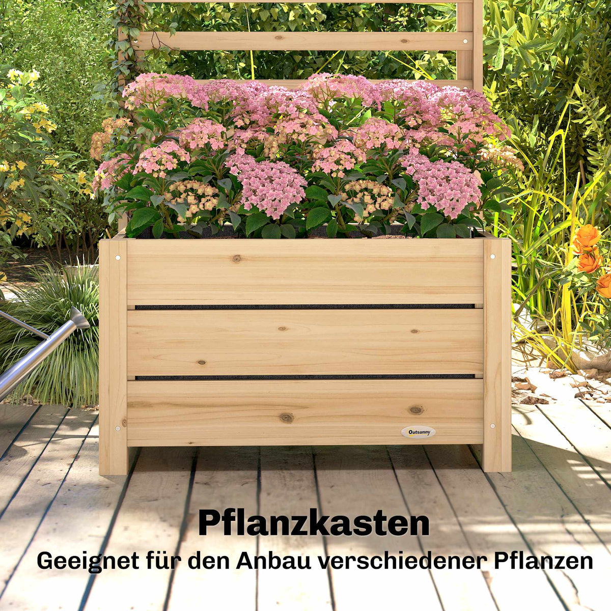 Raised Planter with Trellis, Wood, 60x39x200 cm, Drainage