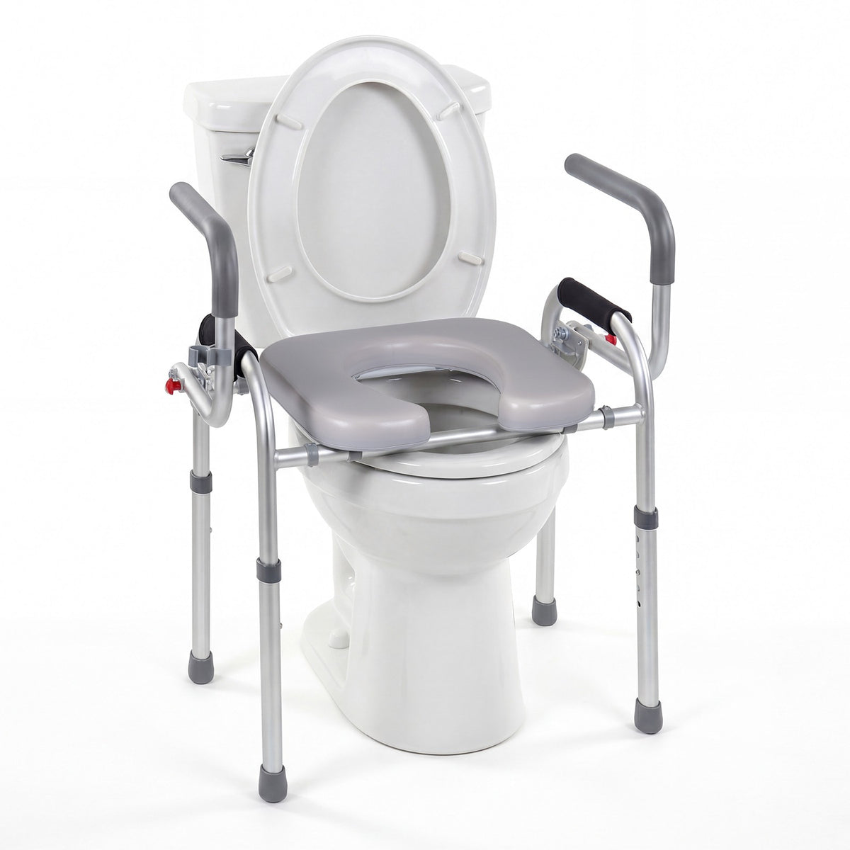 Raised Toilet Seat with Foldable Handles, Adjustable Height