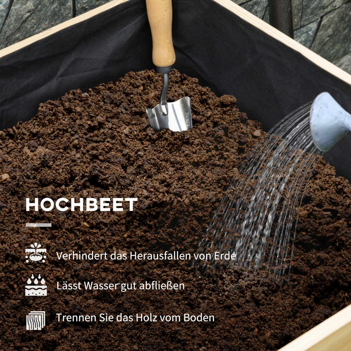 Raised Wooden Bed With Greenhouse, Raised Cold Frame, Herb Bed With Non-Woven Fabric, Natural/Green, 86X60X165Cm
