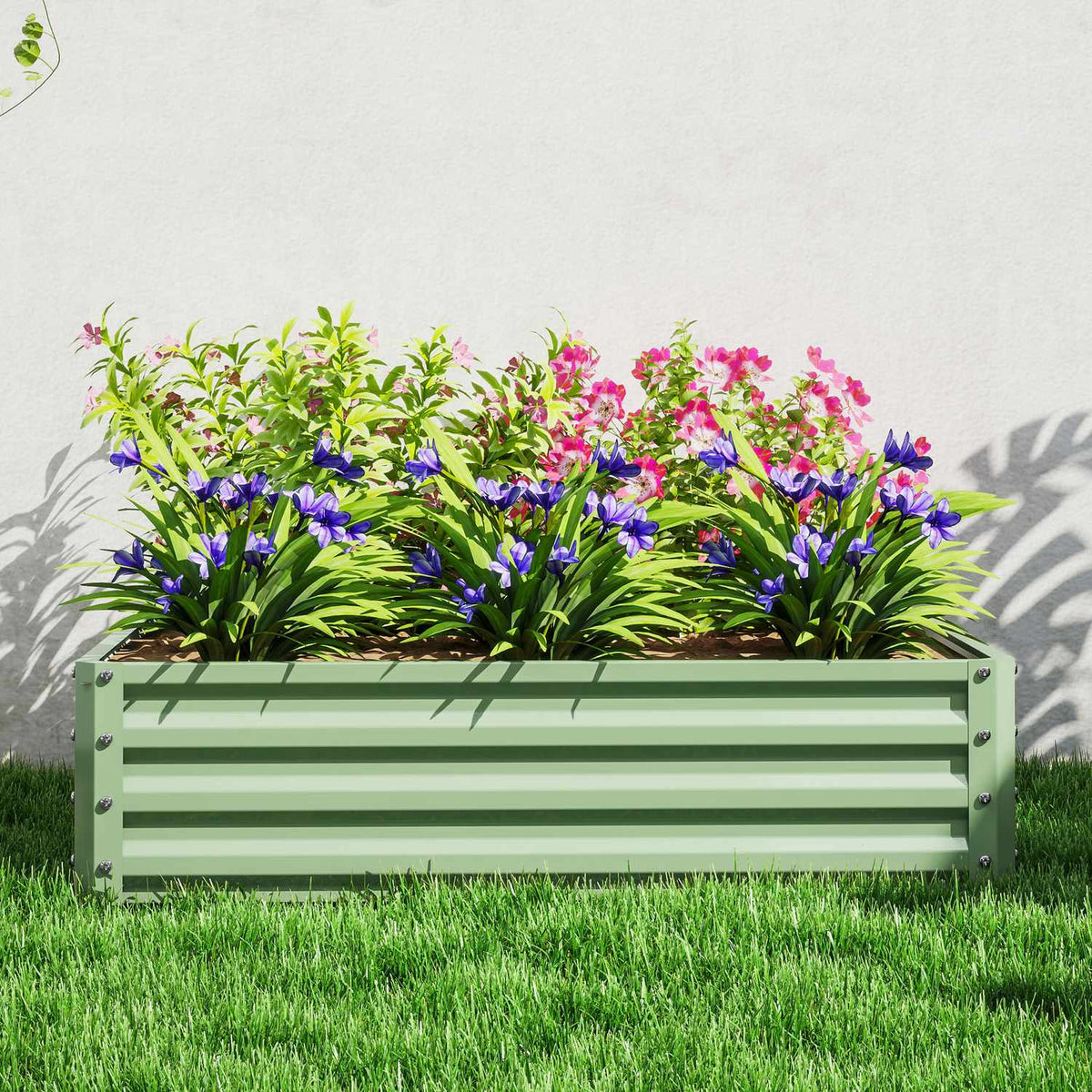 Raised bed, flower box, vegetable bed, planter, herb bed for garden, terrace, balcony, steel, green, 120 x 120 x 30 cm |