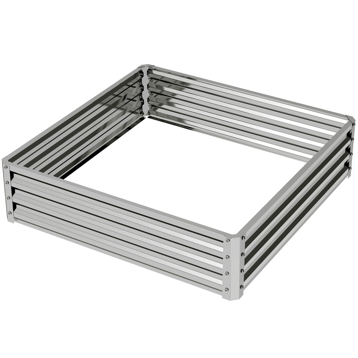 Raised bed, flower box, vegetable bed, planter, herb bed for garden, terrace, balcony, steel, silver, 120 x 120 x 30 cm |