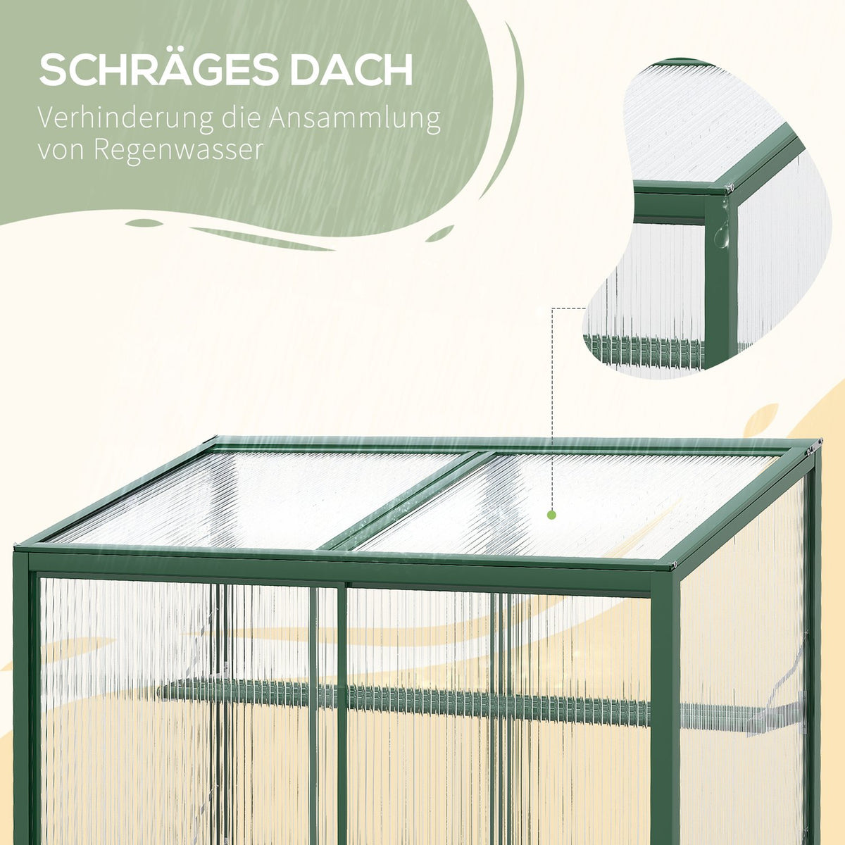 Raised bed, greenhouse with sliding door, shelves, cold frame, plant bed with opening roof, aluminum + polycarbonate, 110 x 60 x 98.5 cm